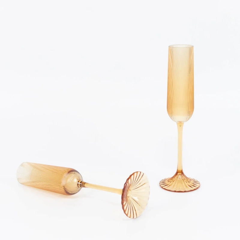 12 Vintage 4 oz Plastic Champagne Flutes Ribbed Disposable Glasses