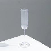 12 Vintage 4 oz Plastic Champagne Flutes Ribbed Disposable Glasses
