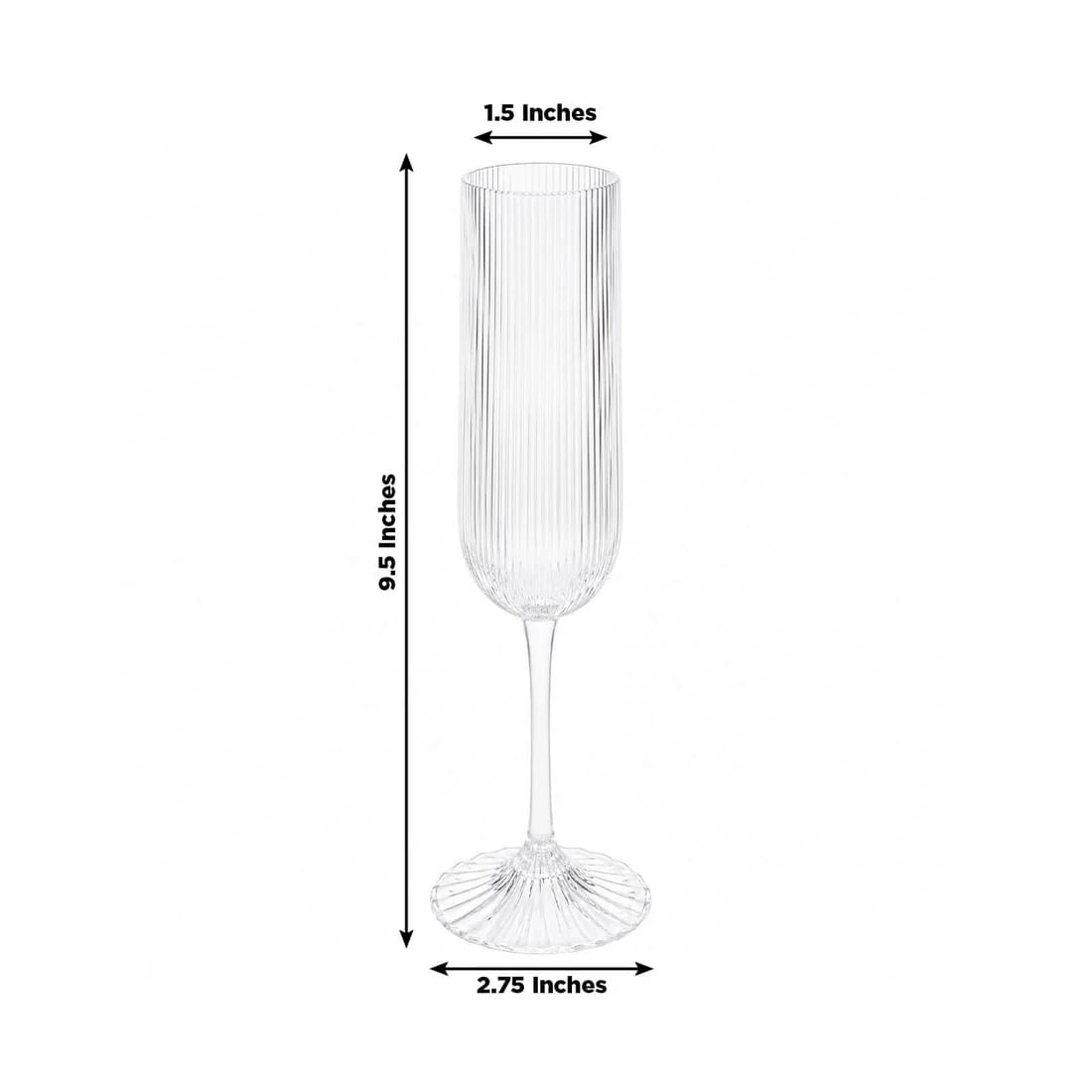 12 Vintage 4 oz Plastic Champagne Flutes Ribbed Disposable Glasses