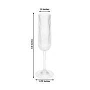 12 Vintage 4 oz Plastic Champagne Flutes Ribbed Disposable Glasses