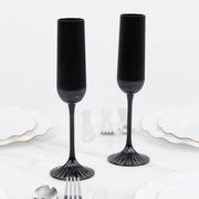 12 Vintage 4 oz Plastic Champagne Flutes Ribbed Disposable Glasses