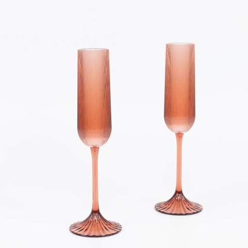12 Vintage 4 oz Plastic Champagne Flutes Ribbed Disposable Glasses DSP_CUCP008_5_080