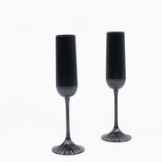 12 Vintage 4 oz Plastic Champagne Flutes Ribbed Disposable Glasses DSP_CUCP008_5_BLK