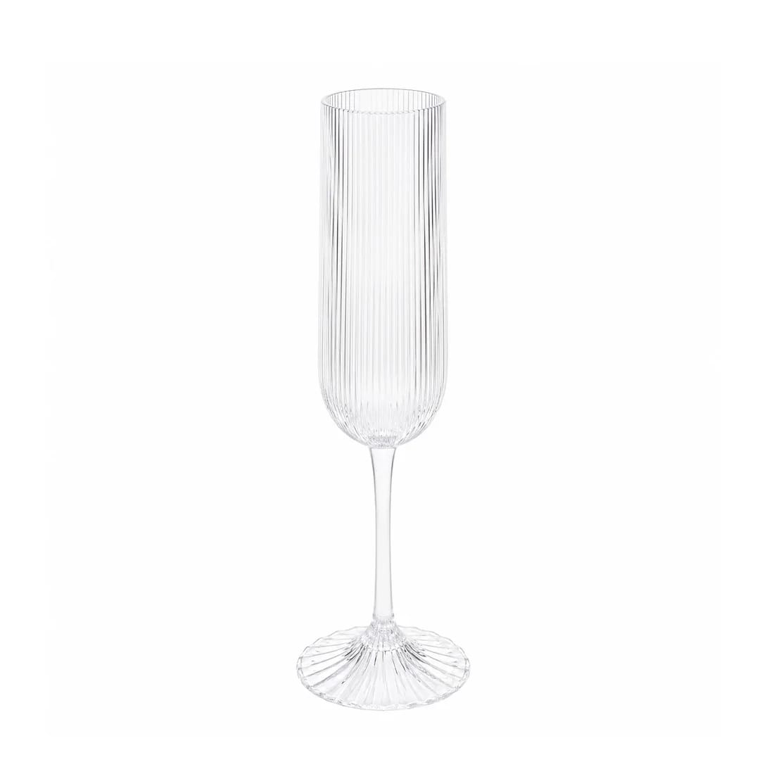 12 Vintage 4 oz Plastic Champagne Flutes Ribbed Disposable Glasses DSP_CUCP008_5_CLR