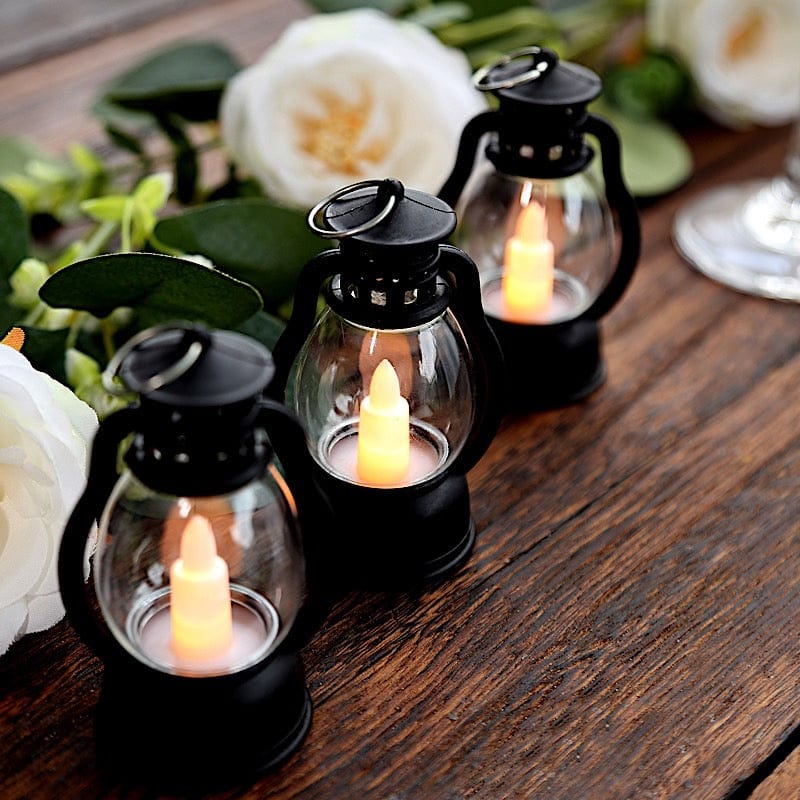 12 Vintage Mini LED Candle Lanterns - Black LED_CAND_TL008_BLK