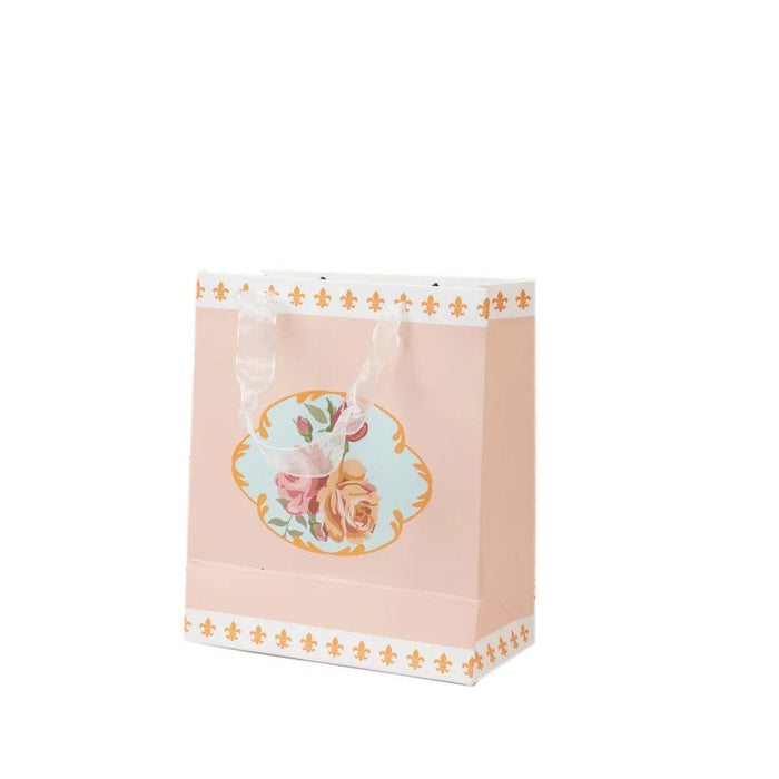 12 Vintage Rose Floral Paper Gift Bags with Ribbon Handles BAG_PAP07_6X7_TEA01_080