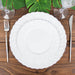12 White Round Plastic Salad and Dinner Plates with Swirl Design Rim - Disposable Tableware