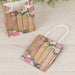 12 Wood Print Paper Gift Bags with Rose Floral Accent - Natural BAG_PAP02_4X4_NAT