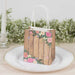 12 Wood Print Paper Gift Bags with Rose Floral Accent - Natural BAG_PAP02_4X4_NAT