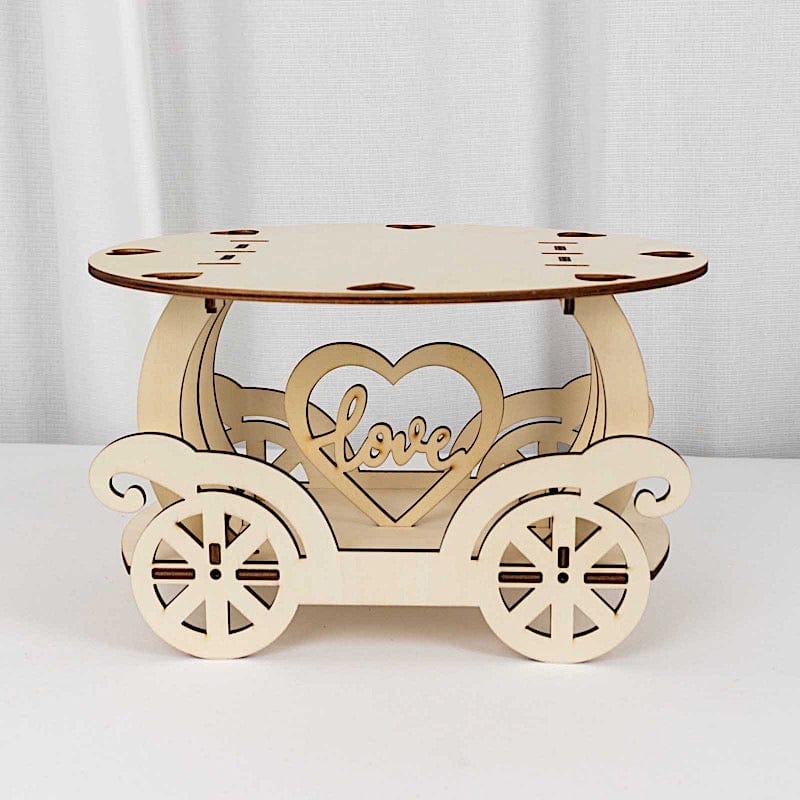 12" Wooden Carriage Wedding Cake Stand - Natural CAKE_WOD018_12_NAT