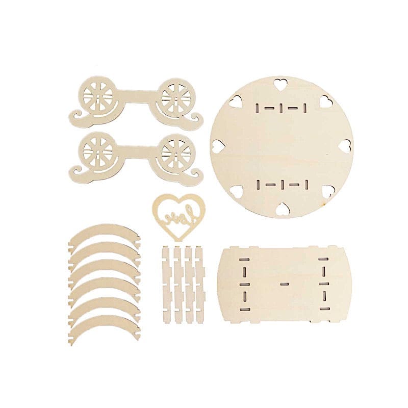 12" Wooden Carriage Wedding Cake Stand - Natural CAKE_WOD018_12_NAT