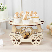 12" Wooden Carriage Wedding Cake Stand - Natural CAKE_WOD018_12_NAT