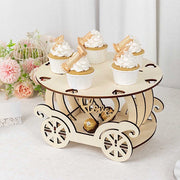 12" Wooden Carriage Wedding Cake Stand - Natural CAKE_WOD018_12_NAT