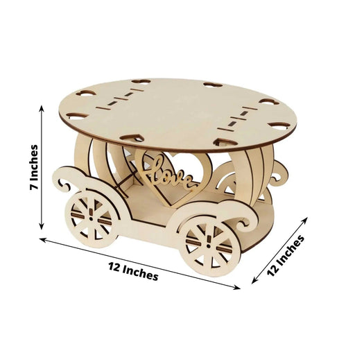 12" Wooden Carriage Wedding Cake Stand - Natural CAKE_WOD018_12_NAT