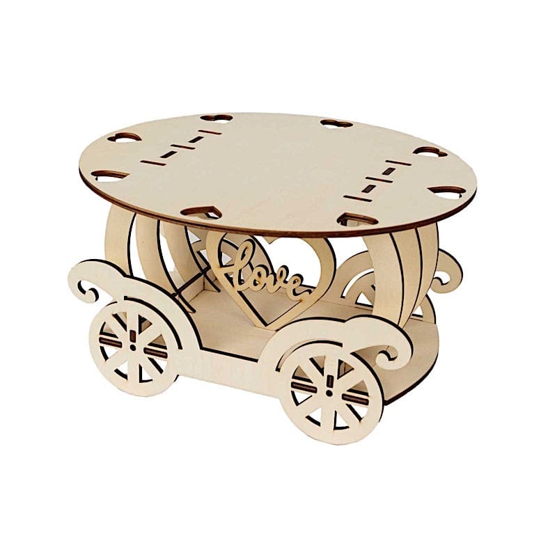 12" Wooden Carriage Wedding Cake Stand - Natural CAKE_WOD018_12_NAT