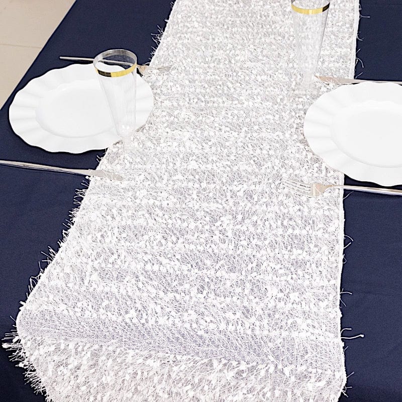 12" x 108" Fringe Shag Polyester Table Runner