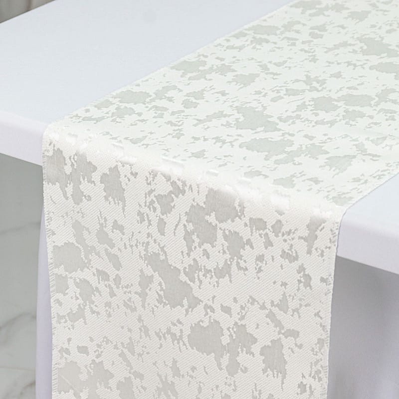 12" x 108" Jacquard Table Runner Abstract Watercolor Pattern