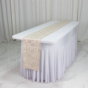 12" x 108" Jacquard Table Runner Abstract Watercolor Pattern