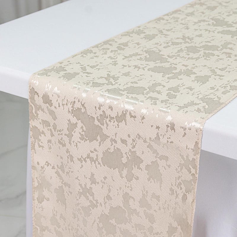 12" x 108" Jacquard Table Runner Abstract Watercolor Pattern