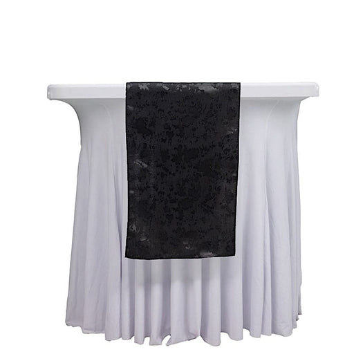 12" x 108" Jacquard Table Runner Abstract Watercolor Pattern RUN_JAC02_BLK