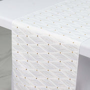 12" x 108" Jacquard Table Runner Diamond Trellis with Gold Accent Dots