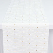 12" x 108" Jacquard Table Runner Diamond Trellis with Gold Accent Dots