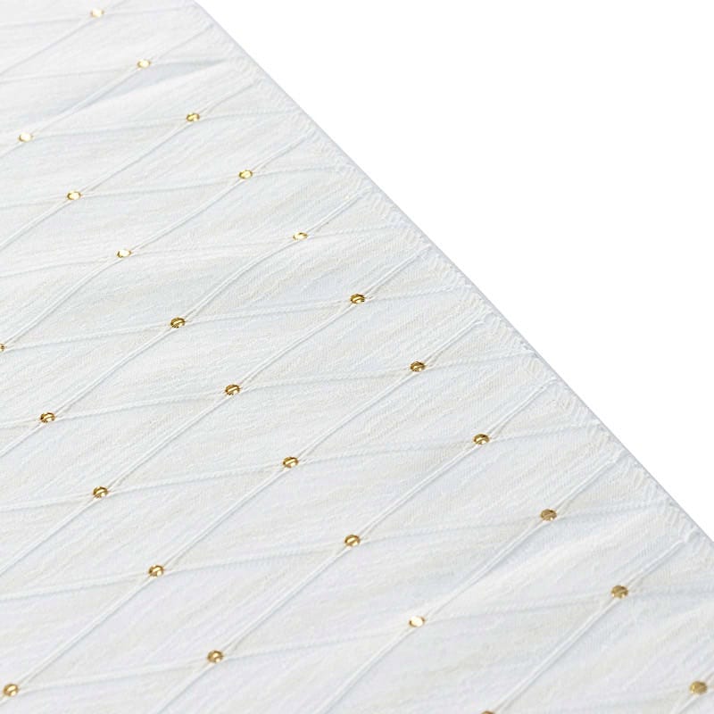 12" x 108" Jacquard Table Runner Diamond Trellis with Gold Accent Dots