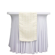 12" x 108" Jacquard Table Runner Diamond Trellis with Gold Accent Dots RUN_JAC01_IVR