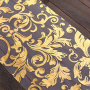 12" x 108" Metallic Sheer Organza Table Runner With Swirl Foil Floral Design