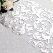12" x 108" Metallic Sheer Organza Table Runner With Swirl Foil Floral Design