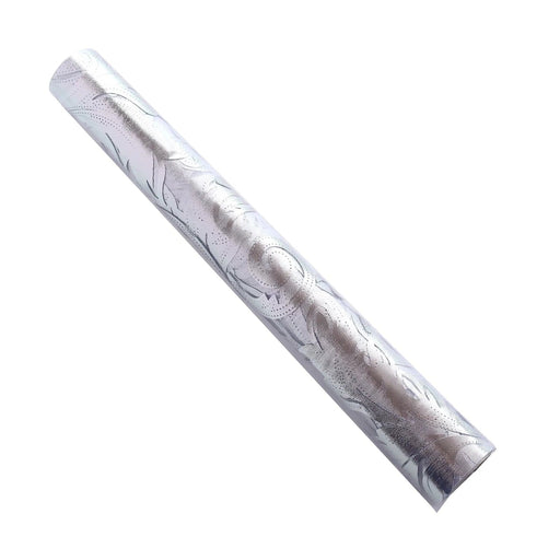 12" x 108" Metallic Sheer Organza Table Runner With Swirl Foil Floral Design