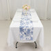 12" x 108" Polyester Table Runner with Blue French Toile Floral Print - White