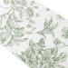 12" x 108" Polyester Table Runner with Blue French Toile Floral Print - White