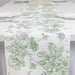 12" x 108" Polyester Table Runner with Blue French Toile Floral Print - White