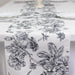 12" x 108" Polyester Table Runner with Blue French Toile Floral Print - White
