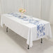 12" x 108" Polyester Table Runner with Blue French Toile Floral Print - White