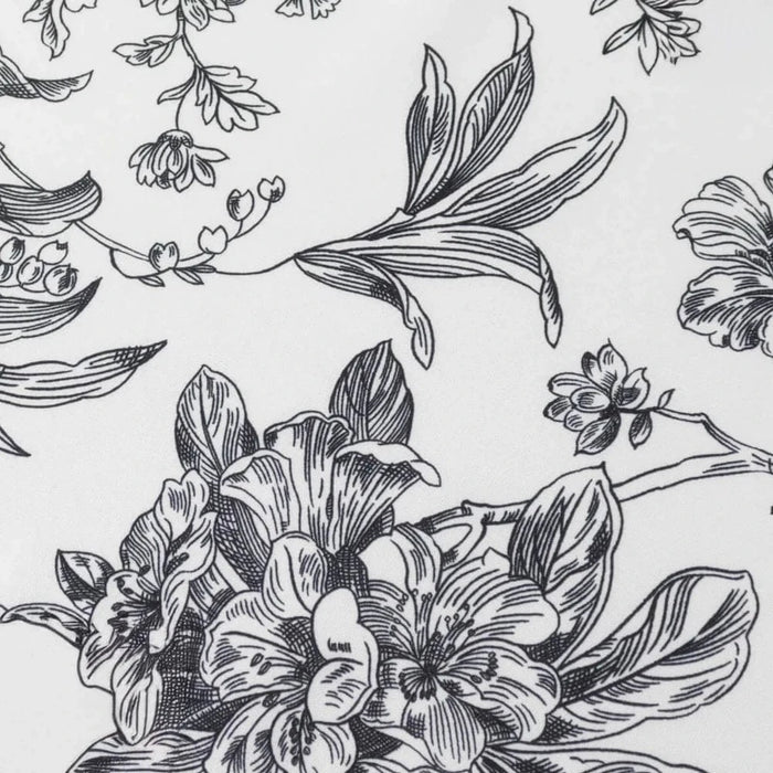 12" x 108" Polyester Table Runner with Blue French Toile Floral Print - White