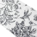 12" x 108" Polyester Table Runner with Blue French Toile Floral Print - White RUN_PLY_FLORFT_BLK