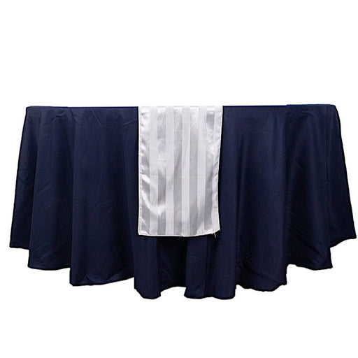 12" x 108" Satin Stripe Table Runner RUN_STN02_WHT