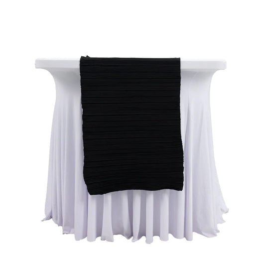 12" x 108" Scuba Polyester Table Runner with Accordion Pleated Design RUN_SCUBA_PLT_BLK