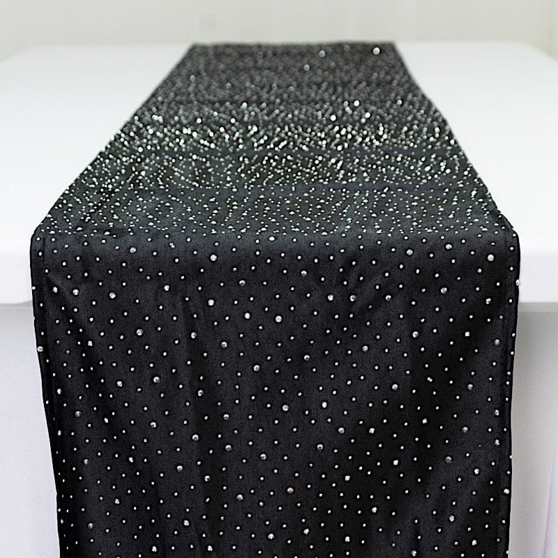 12" x 108" Scuba Polyester Table Runner with Rhinestone Accents