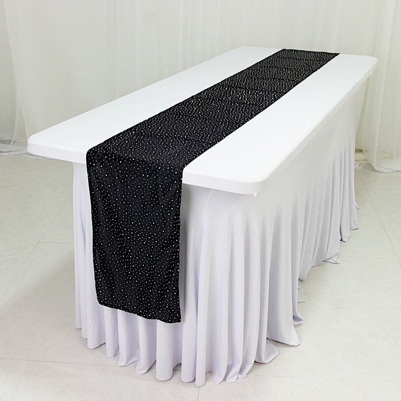 12" x 108" Scuba Polyester Table Runner with Rhinestone Accents