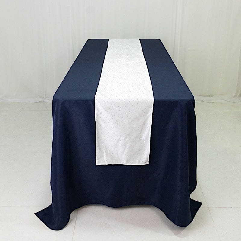 12" x 108" Scuba Polyester Table Runner with Rhinestone Accents