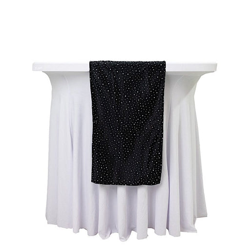 12" x 108" Scuba Polyester Table Runner with Rhinestone Accents RUN_SCUBA_DIA_BLK