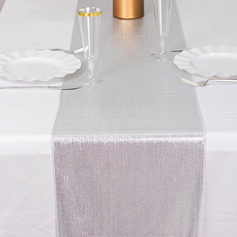 12" x 108" Shimmer Sequin Dots Polyester Table Runner RUN_SHIM_SILV