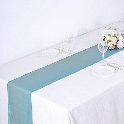 12" x 108" Shimmer Sequin Dots Polyester Table Runner RUN_SHIM_TURQ