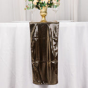 12" x 108" Shiny Foil Linen Table Runner Disco Mirror Ball Theme - Black and Gold RUN_25A_BLKGD