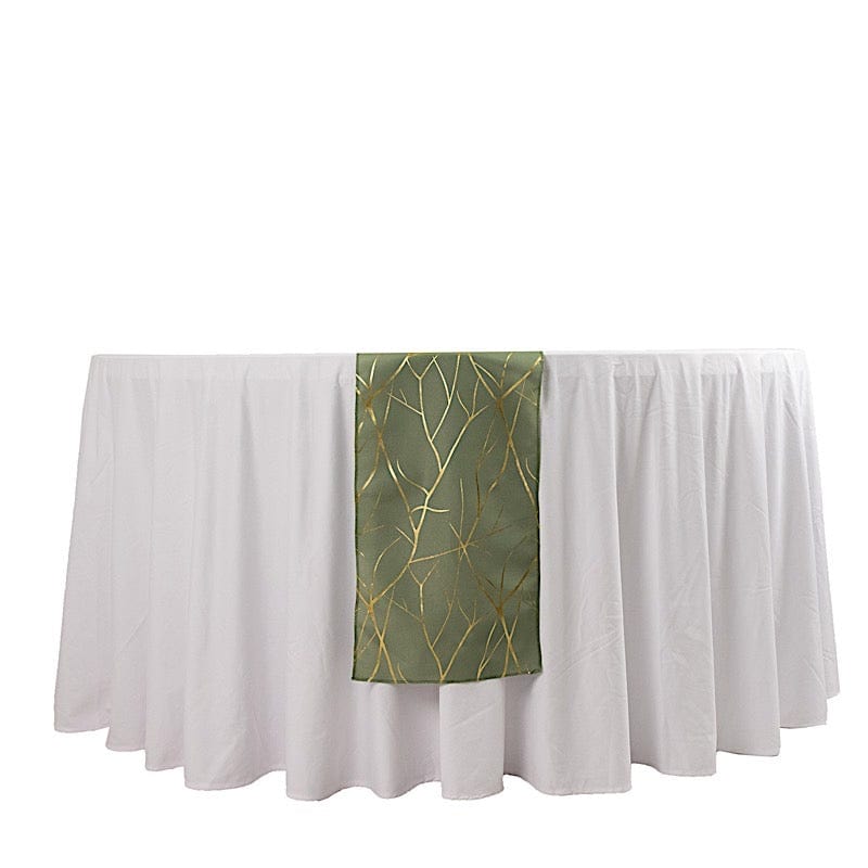 12"x108" Geometric Polyester Table Runner Wedding Linens RUN_FOIL1_DSG_G