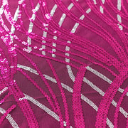 12"x108" Mesh Table Runner with Wavy Embroidered Sequins