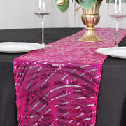 12"x108" Mesh Table Runner with Wavy Embroidered Sequins